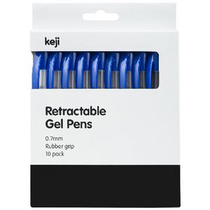 Keji Retractable Gel Pens 0.7mm Blue 10 Pack