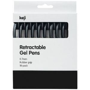 Keji Retractable Gel Pens 0.7mm Black 10 Pack