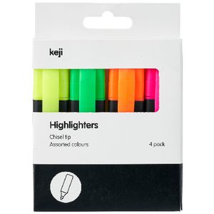 Keji Highlighters Chisel Assorted 4 Pack