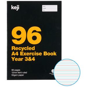 Keji A4 55gsm 12mm Ruled Exercise Book Year 3/4 QLD 96 Page