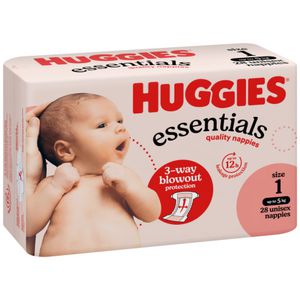Huggies Essentials Nappies Newborn Size 1 28 Pack