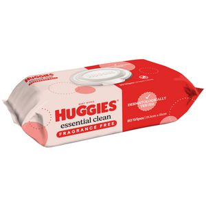 Huggies Essentials Baby Wipes Fragrance Free 80 Pack