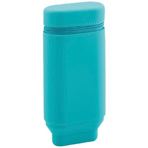 Smart Fit Single Zip Stand Up Oval Silicon Pencil Case Aqua