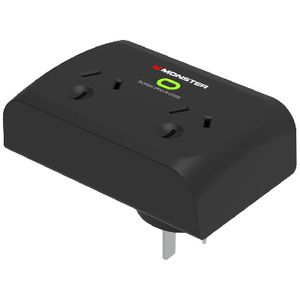 Monster 2 Socket Surge Protector Black