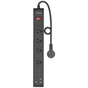 Monster 4 Socket USB Surge Protector Black