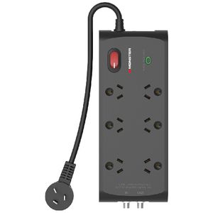 Monster 6 Socket Surge Protector Black