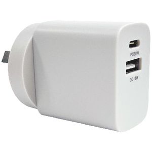 Otto 30W 2-Port USB-C + USB-A Wall Charger Pastel Grey
