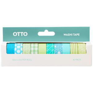 Otto Washi Tape Green and Blue 10 Pack