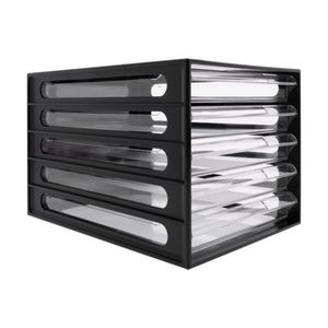 J.Burrows Desktop File Storage Organiser 5 Drawer Black