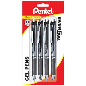 Pentel Energel BL80 Gel Pens 1mm Black 4 Pack