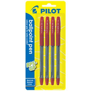 PILOT BPS-GP Ballpoint Pens 1.0mm Red 4 Pack