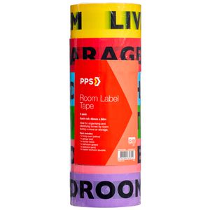 PPS Coloured Room Label Tape 48x66m 6 Pack