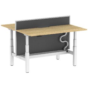 Stilford S2 1500mm 2 Person Sit Stand Desk White/Oak/Grey