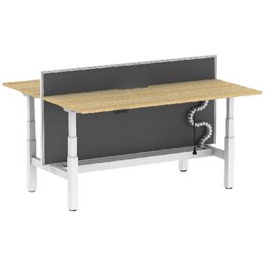 Stilford S2 1800mm 2 Person Sit Stand Desk White/Oak/Grey
