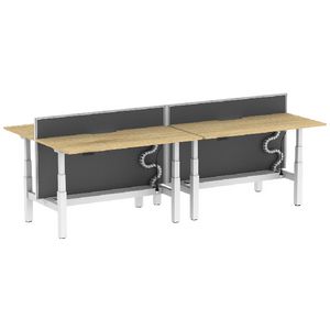 Stilford S2 4 Person Sit Stand Desk 1500mm White/Oak/Grey