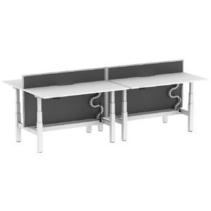 Stilford S2 4 Person Sit Stand Desk 1500mm White/White/Grey