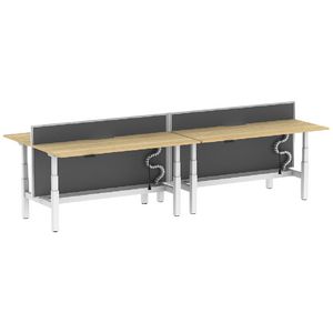 Stilford S2 4 Person Sit Stand Desk 1800mm White/Oak/Grey