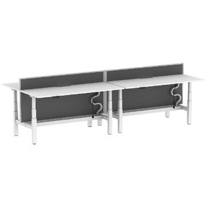 Stilford S2 4 Person Sit Stand Desk 1800mm White/White/Grey