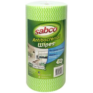 Sabco Antibacterial Wipes 100 Pack Green