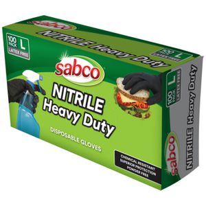 Sabco Heavy Duty Nitrile Gloves Large 100 Pack