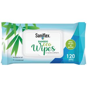Saniflex Antibacterial Bamboo Hand/Surface Wipes 120 Pack
