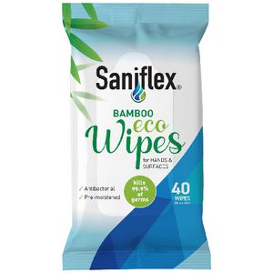 Saniflex Bamboo Antibacterial Hand and Surface Wipes 40 Pack