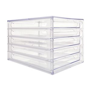 J.Burrows Desktop File Storage Organiser 5 Drawer Clear