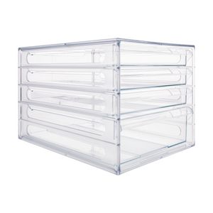J.Burrows Desktop File Storage Organiser 4 Drawer Clear
