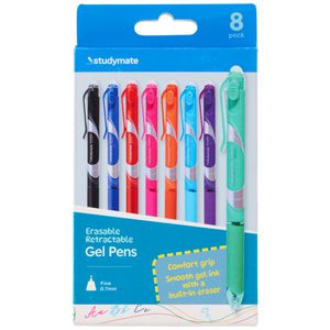 Studymate 0.7mm Retractable Erasable Gel Ink Pen Assorted 8PK