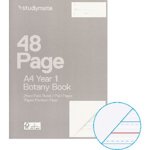 Studymate A4 70gsm 24mm Ruled Botany Book QLD Year 1 48 Page