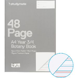 Studymate A4 70gsm 12mm Ruled Botany Book QLD Year 3 48 Page