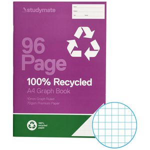 Studymate Recycled A4 Graph Book 10mm 96 Page