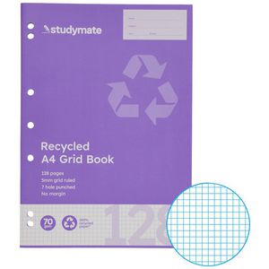 Studymate A4 70gsm 5mm Grid Book 128 Page