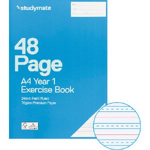 Studymate A4 70gsm 24mm Ruled Exercise Book QLD Year 1 48 Pg