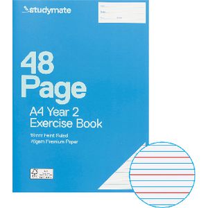 Studymate A4 70gsm 18mm Ruled Exercise Book QLD Year 2 48 Pg