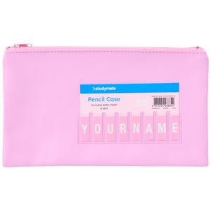 Studymate Single Zip Name Pencil Case Small Light Pink