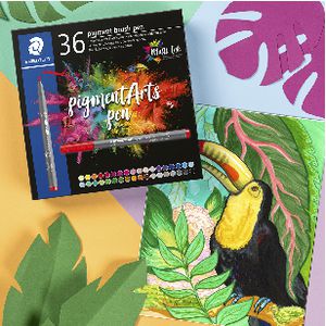 STAEDTLER Pigment Arts 371-3 Brush Pen - Blue (Pack Of 10