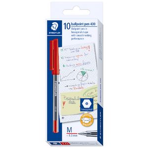 Staedtler 430 Medium Ballpoint Pens Red 10 Pack