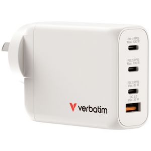 Verbatim GaN Wall Charger 3 x USB-C 1 x USB-A 100W White