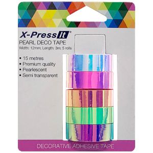 X-Press It Decorator Tape 12mm x 3m Pearl 5 Pack
