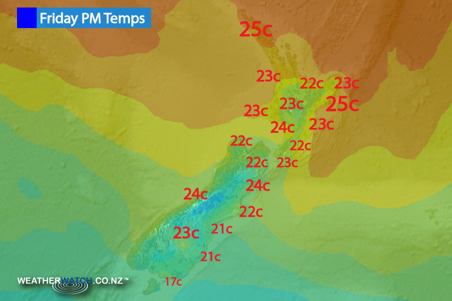 INFOGRAPHIC Friday Afternoon Temperatures WeatherWatch New