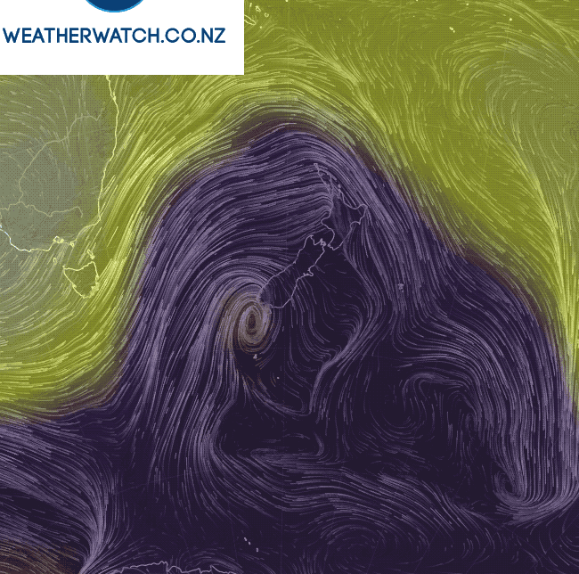 Animation Deep Low Over New Zealand Dredges Up Colder Air
