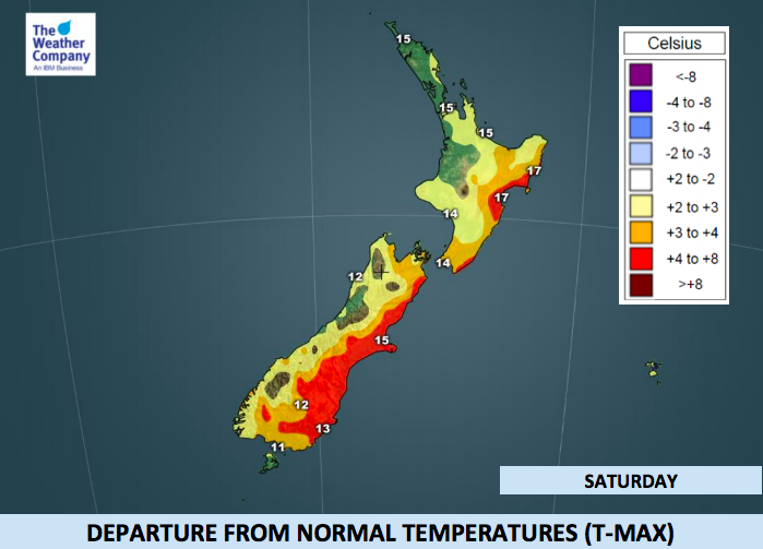 Warmer than average for eastern New Zealand …but heavy snow in the mountains (+3 Maps