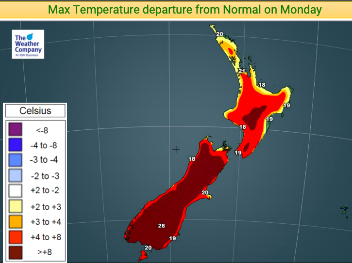 NZ Brief hiccup in the warmer than average weather this week