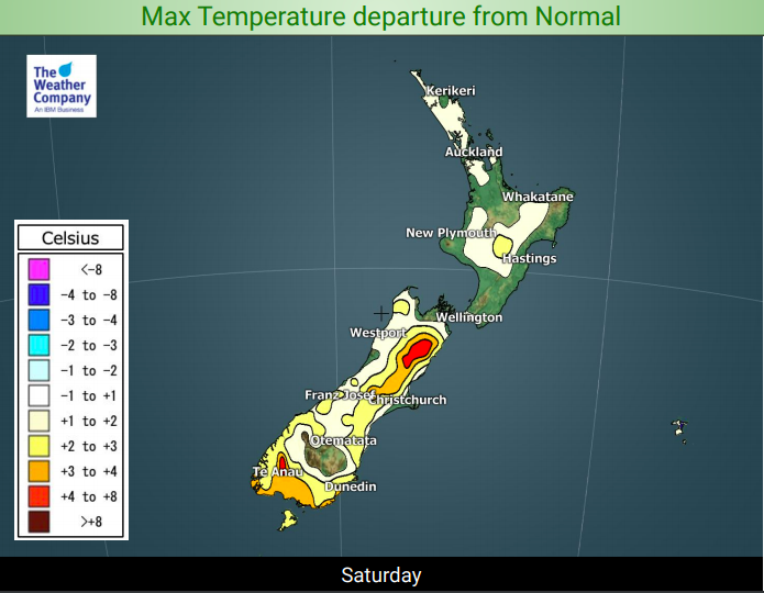 NZ Mild days, cold nights, but a +15C jump in overnight lows is coming to Waikato (for eg