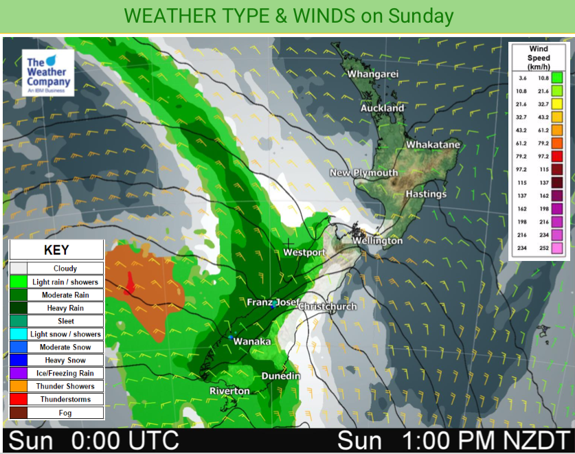 Sunday's national forecast | WeatherWatch - New Zealand's Weather News