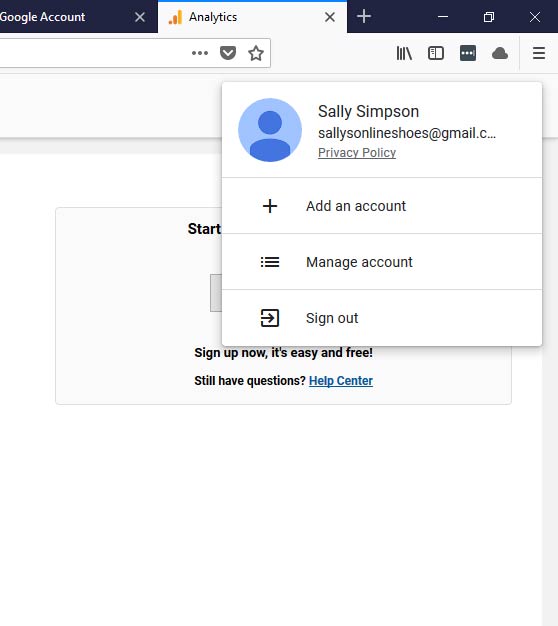 Image showing you google account login status