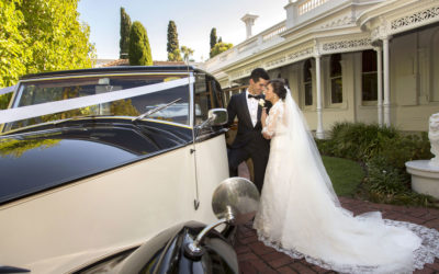 wedding photography at quat quatta bride and groom with limo
