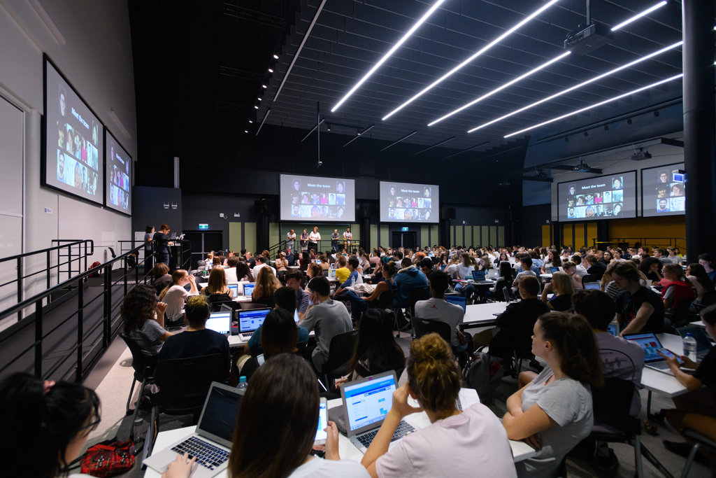Students can access one of four platforms to act as co-presenters or to present their group's work