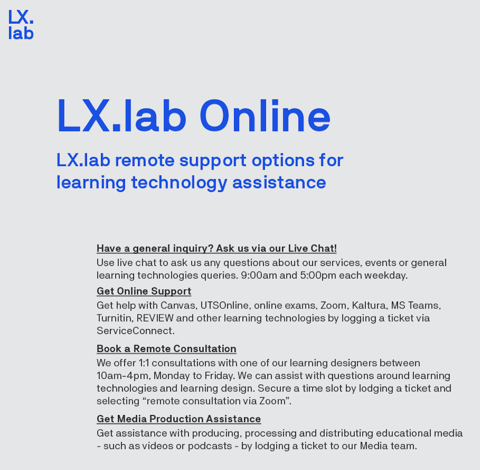 LX lab Online Flyer
